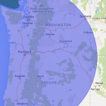 LaserQuik Service Area Map covering most of Oregon and Washington plus part of Idaho.